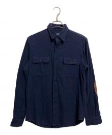 POLO RALPH LAUREN（ポロ・ラルフローレン）の古着「エルボーパッチ付シャツ」｜ネイビー