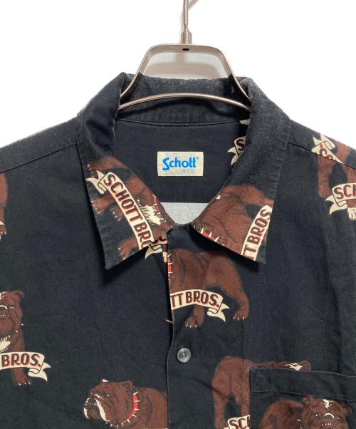 Schott（ショット）Schott (ショット) BULLDOG HAWAIIAN SHIRT ブラック サイズ:Lの古着・服飾アイテム