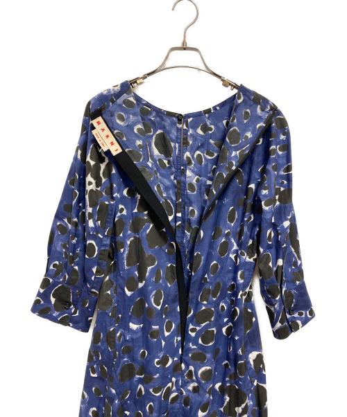 MARNI（マルニ）MARNI (マルニ) 総柄ワンピース ネイビー サイズ:M(38)の古着・服飾アイテム