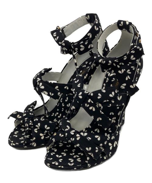 LOUIS VUITTON（ルイ ヴィトン）LOUIS VUITTON (ルイ ヴィトン) リボントリム ウェッジサンダル ブラック サイズ:35の古着・服飾アイテム