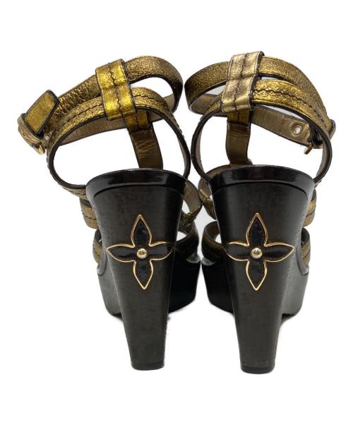 LOUIS VUITTON（ルイ ヴィトン）LOUIS VUITTON (ルイ ヴィトン) ウェッジソールサンダル ブラウン サイズ:35の古着・服飾アイテム