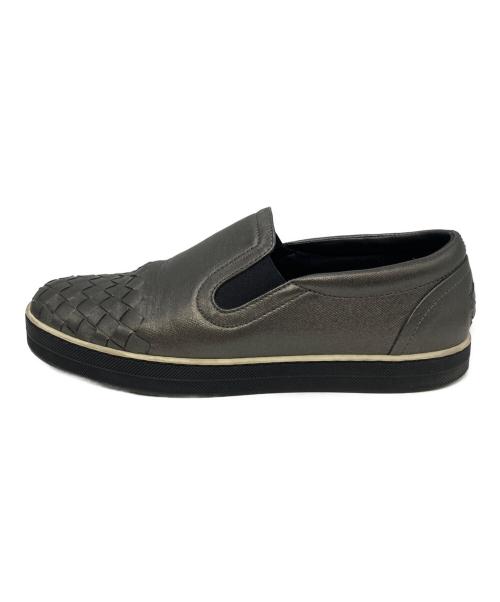 BOTTEGA VENETA（ボッテガベネタ）BOTTEGA VENETA (ボッテガベネタ) イントレチャートスリッポン グレー サイズ:35の古着・服飾アイテム