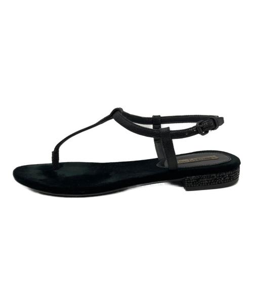 BOTTEGA VENETA（ボッテガベネタ）BOTTEGA VENETA (ボッテガベネタ) ベロアフラットサンダル ブラック サイズ:35の古着・服飾アイテム