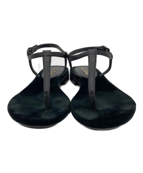 BOTTEGA VENETA（ボッテガベネタ）BOTTEGA VENETA (ボッテガベネタ) ベロアフラットサンダル ブラック サイズ:35の古着・服飾アイテム