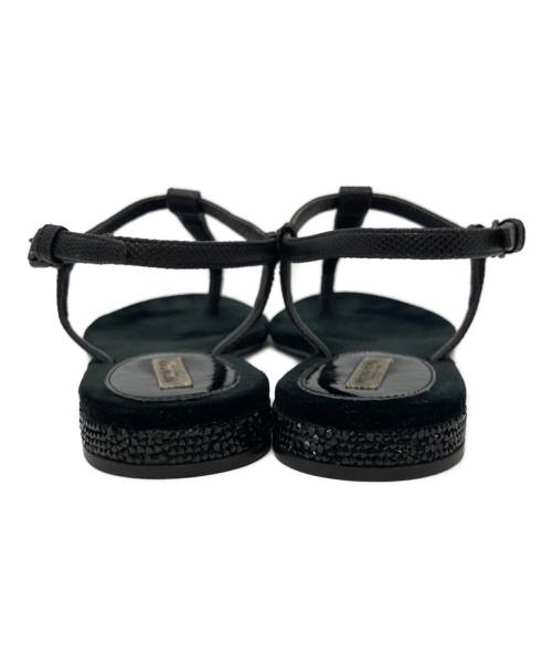 BOTTEGA VENETA（ボッテガベネタ）BOTTEGA VENETA (ボッテガベネタ) ベロアフラットサンダル ブラック サイズ:35の古着・服飾アイテム