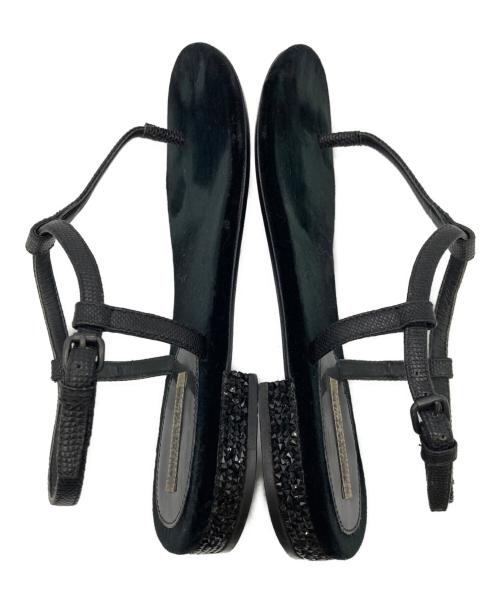 BOTTEGA VENETA（ボッテガベネタ）BOTTEGA VENETA (ボッテガベネタ) ベロアフラットサンダル ブラック サイズ:35の古着・服飾アイテム