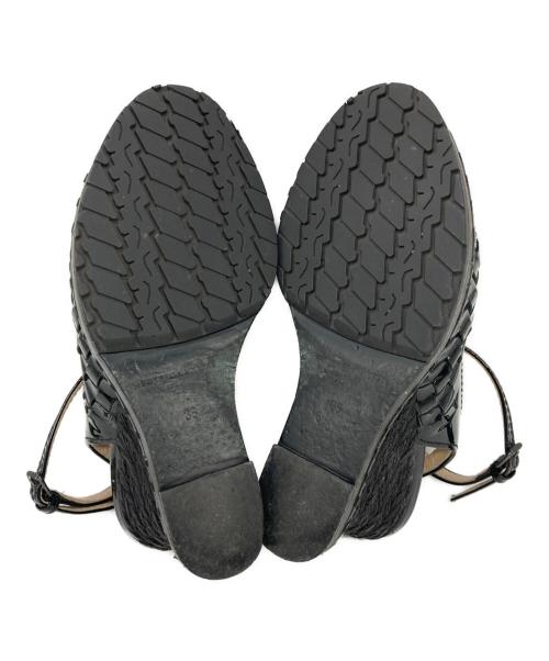 BOTTEGA VENETA（ボッテガベネタ）BOTTEGA VENETA (ボッテガベネタ) イントレチャートウェッジソールサンダル ブラック サイズ:35の古着・服飾アイテム