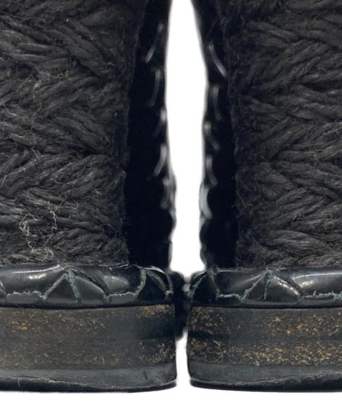 BOTTEGA VENETA（ボッテガベネタ）BOTTEGA VENETA (ボッテガベネタ) イントレチャートウェッジソールサンダル ブラック サイズ:35の古着・服飾アイテム