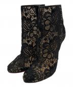 Christian Louboutinクリスチャン・ルブタン）の古着「Miss Tennis 100 Guipure Lace Ankle Boots」｜ブラック