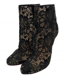 Christian Louboutin（クリスチャン・ルブタン）の古着「Miss Tennis 100 Guipure Lace Ankle Boots」｜ブラック