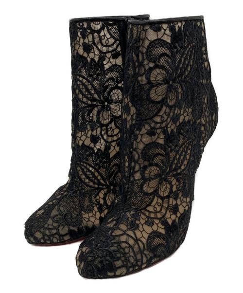 Christian Louboutin（クリスチャン・ルブタン）Christian Louboutin (クリスチャン・ルブタン) Miss Tennis 100 Guipure Lace Ankle Boots ブラック サイズ:35の古着・服飾アイテム