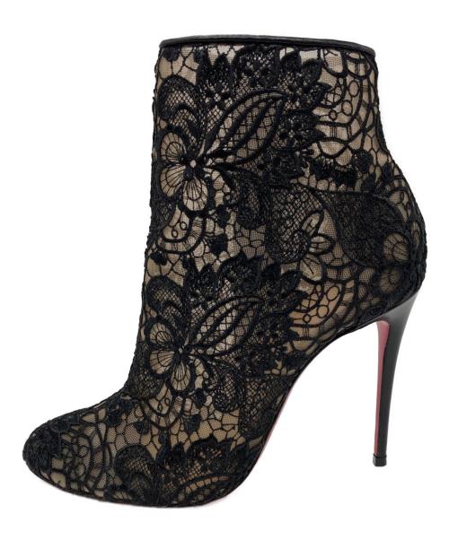 Christian Louboutin（クリスチャン・ルブタン）Christian Louboutin (クリスチャン・ルブタン) Miss Tennis 100 Guipure Lace Ankle Boots ブラック サイズ:35の古着・服飾アイテム