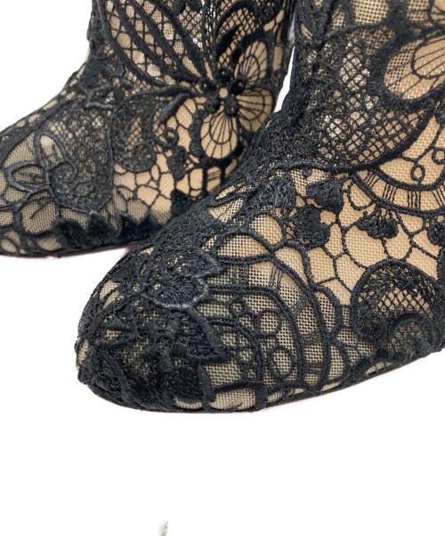 Christian Louboutin（クリスチャン・ルブタン）Christian Louboutin (クリスチャン・ルブタン) Miss Tennis 100 Guipure Lace Ankle Boots ブラック サイズ:35の古着・服飾アイテム