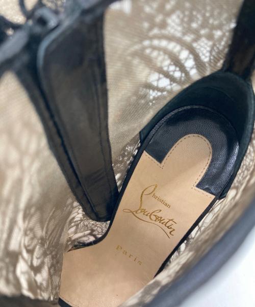 Christian Louboutin（クリスチャン・ルブタン）Christian Louboutin (クリスチャン・ルブタン) Miss Tennis 100 Guipure Lace Ankle Boots ブラック サイズ:35の古着・服飾アイテム