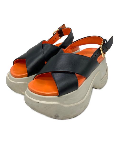 MARNI（マルニ）MARNI (マルニ) MA FUSSBETT SANDAL ブラック×オレンジ サイズ:35の古着・服飾アイテム