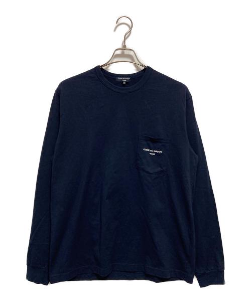 COMME des GARCONS HOMME（コムデギャルソン オム）COMME des GARCONS HOMME (コムデギャルソン オム) 綿天竺 製品プリント L/S Tシャツ ネイビー サイズ:XLの古着・服飾アイテム
