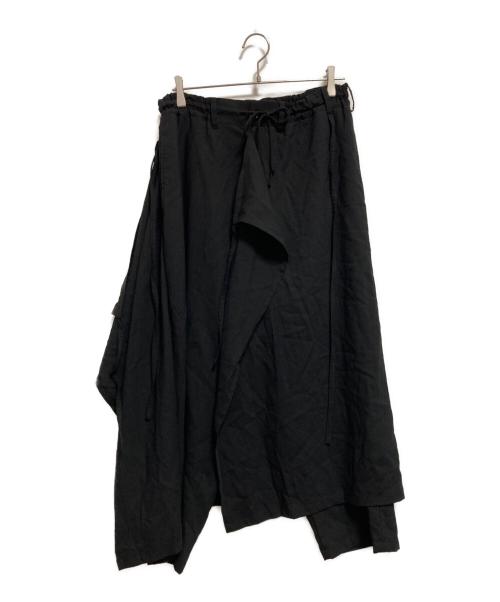 GROUND Y（グラウンドワイ）GROUND Y (グラウンドワイ) ウールラップパンツ ブラック サイズ:3の古着・服飾アイテム