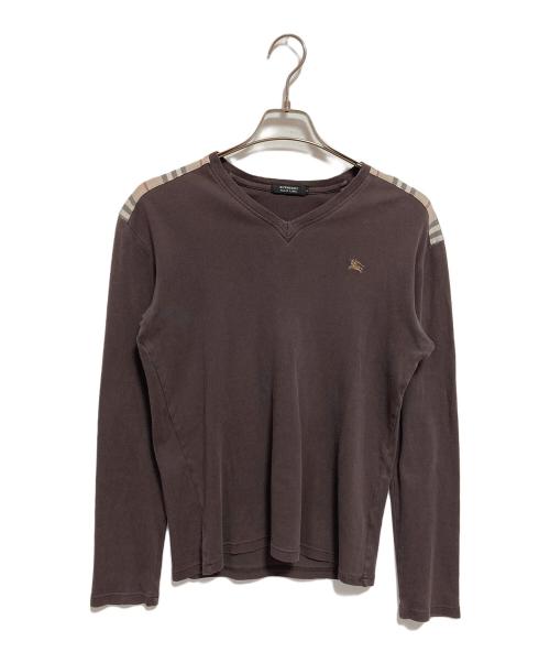 BURBERRY BLACK LABEL（バーバリーブラックレーベル）BURBERRY BLACK LABEL (バーバリーブラックレーベル) チェック切替カットソー ブラウン サイズ:2の古着・服飾アイテム