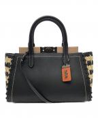COACHコーチ）の古着「トループ 2WAY レザーバッグ」｜ブラック×ベージュ