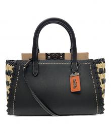 COACH（コーチ）の古着「トループ 2WAY レザーバッグ」｜ブラック×ベージュ