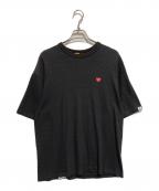HUMAN MADEヒューマンメイド）の古着「ハートロゴ刺繍Tシャツ」｜ブラック