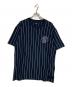 BOSS（ボス）の古着「Tessin ストライプメッシュtシャツ」｜ネイビー