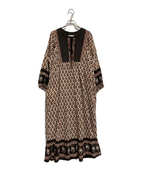 Pondichery（ポンディシェリ）pondichery (ポンディシェリ) 総柄ワンピース ブラウン サイズ:不明の古着・服飾アイテム