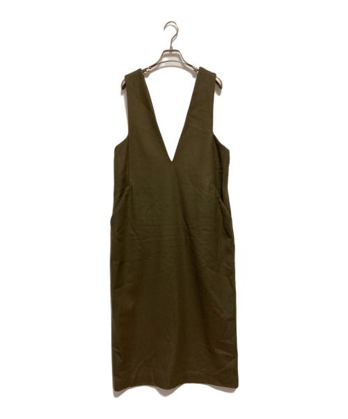 SACRA（サクラ）SACRA (サクラ) ウールメルトン Vネックワンピース ブラウン サイズ:38の古着・服飾アイテム
