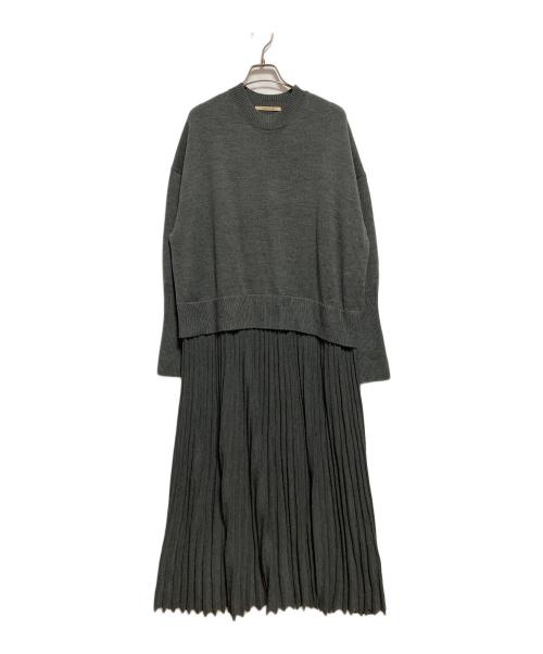 Curensology（カレンソロジー）Curensology (カレンソロジー) プリーツドッキングワンピース グレー サイズ:36の古着・服飾アイテム