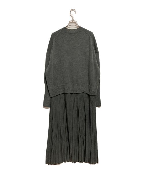 Curensology（カレンソロジー）Curensology (カレンソロジー) プリーツドッキングワンピース グレー サイズ:36の古着・服飾アイテム