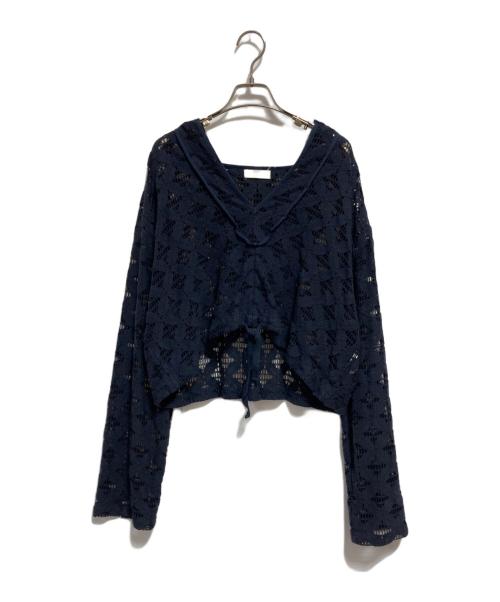 Uhr（ウーア）Uhr (ウーア) Lace Foodie Tops ネイビー サイズ:FREEの古着・服飾アイテム