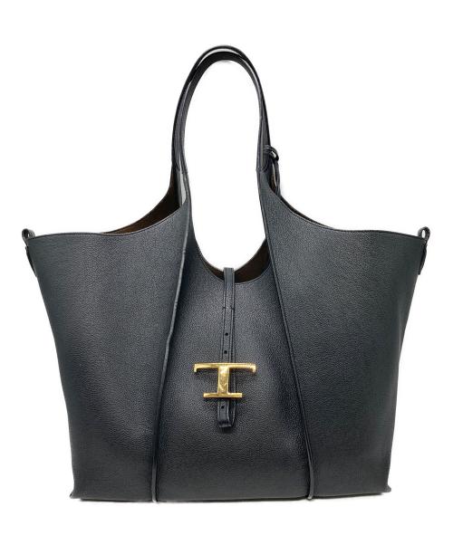 TOD'S（トッズ）TOD'S (トッズ) Tタイムレスショッピングバッグ ブラックの古着・服飾アイテム