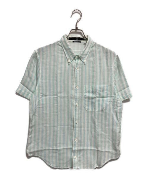 STONE ISLAND（ストーンアイランド）STONE ISLAND (ストーンアイランド) 半袖ストライプシャツ ブルー×ホワイト サイズ:Lの古着・服飾アイテム