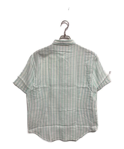 STONE ISLAND（ストーンアイランド）STONE ISLAND (ストーンアイランド) 半袖ストライプシャツ ブルー×ホワイト サイズ:Lの古着・服飾アイテム