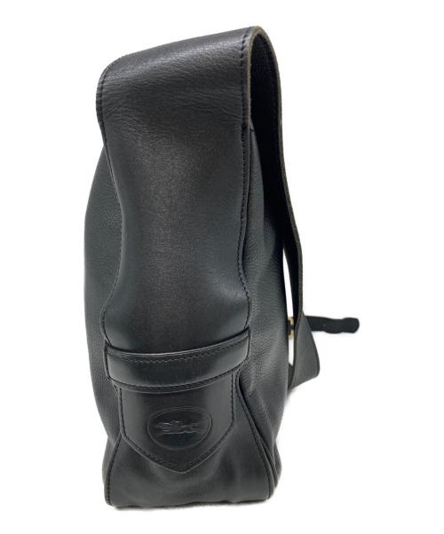 LONGCHAMP（ロンシャン）LONGCHAMP (ロンシャン) レザーショルダーバッグ ブラックの古着・服飾アイテム
