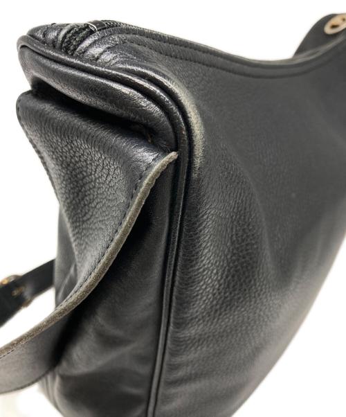 LONGCHAMP（ロンシャン）LONGCHAMP (ロンシャン) レザーショルダーバッグ ブラックの古着・服飾アイテム