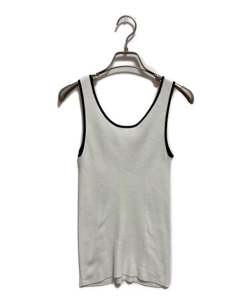 CELINE（セリーヌ）CELINE (セリーヌ) ニットタンクトップ ホワイト×ブラック サイズ:Mの古着・服飾アイテム