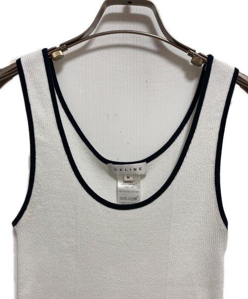 CELINE（セリーヌ）CELINE (セリーヌ) ニットタンクトップ ホワイト×ブラック サイズ:Mの古着・服飾アイテム