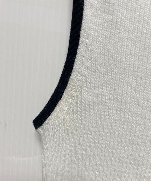 CELINE（セリーヌ）CELINE (セリーヌ) ニットタンクトップ ホワイト×ブラック サイズ:Mの古着・服飾アイテム