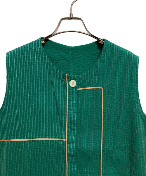 YACCO MARICARD（ヤッコマリカルド）YACCO MARICARD (ヤッコマリカルド) ピンタックノースリーブシャツワンピース グリーン サイズ:2の古着・服飾アイテム