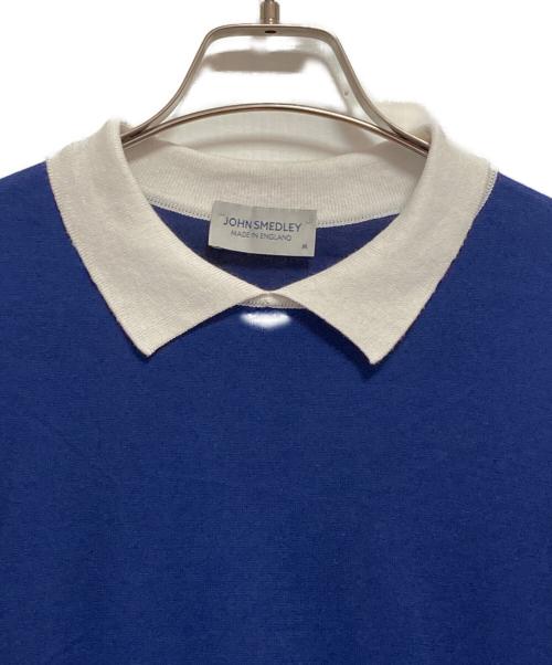 JOHN SMEDLEY（ジョンスメドレー）JOHN SMEDLEY (ジョンスメドレー) バイカラーニットポロシャツ ブルー サイズ:Mの古着・服飾アイテム