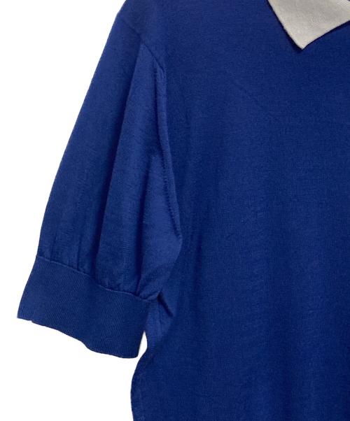 JOHN SMEDLEY（ジョンスメドレー）JOHN SMEDLEY (ジョンスメドレー) バイカラーニットポロシャツ ブルー サイズ:Mの古着・服飾アイテム