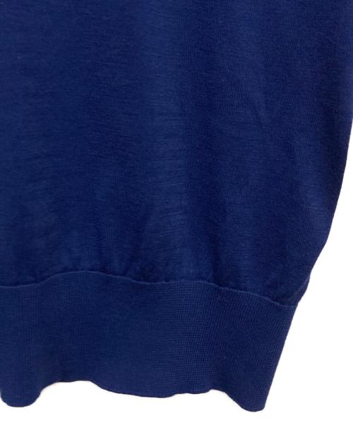 JOHN SMEDLEY（ジョンスメドレー）JOHN SMEDLEY (ジョンスメドレー) バイカラーニットポロシャツ ブルー サイズ:Mの古着・服飾アイテム