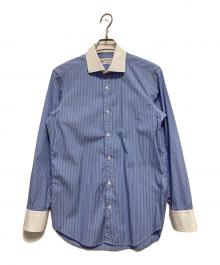 THOMAS MASON×Brilla per il gusto（トーマスメイソン×ブリッラ ペル イルグースト）の古着「オルタネイトストライプ クレリック ワイドカラーシャツ」｜ブルー