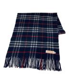 Burberry'sバーバリーズ）の古着「カシミヤチェックマフラー」｜ネイビー