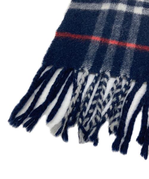 Burberry's（バーバリーズ）Burberry's (バーバリーズ) カシミヤチェックマフラー ネイビーの古着・服飾アイテム