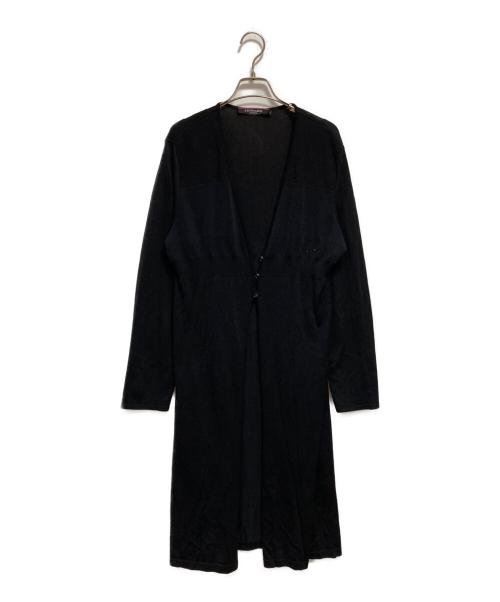 LEONARD FASHION（レオナールファッション）LEONARD FASHION (レオナールファッション) シルク混ロングカーディガン ブラック サイズ:42の古着・服飾アイテム