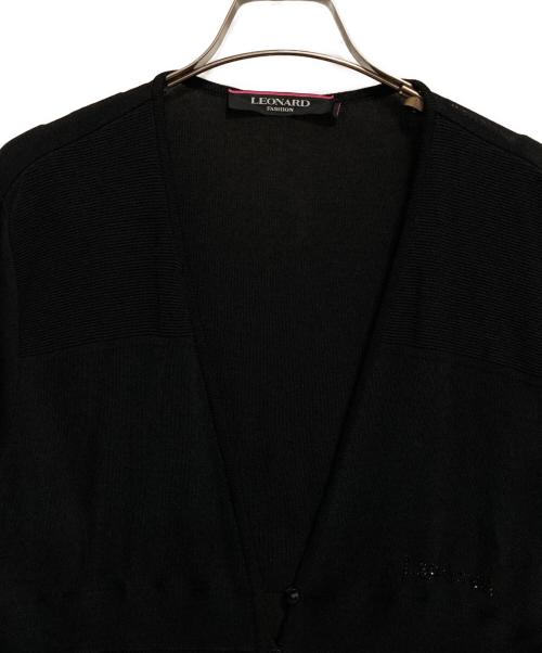 LEONARD FASHION（レオナールファッション）LEONARD FASHION (レオナールファッション) シルク混ロングカーディガン ブラック サイズ:42の古着・服飾アイテム