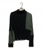MM6 Maison Margielaエムエムシックスメゾンマルジェラ）の古着「パッチワークニット」｜ブラック×グリーン