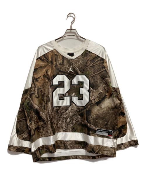 JORDAN（ジョーダン）JORDAN (ジョーダン) HOCKEY JSY RLT MEDIUM OLIVE ベージュ×ホワイト サイズ:Lの古着・服飾アイテム